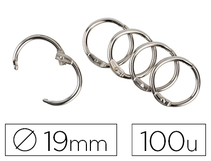 Anneau articulé q-connect pour reliure acier nickelé diamètre 19mm boîte de 100 unités