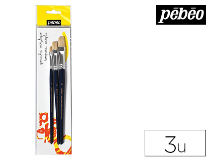 Pinceau pébéo soie beau blanc nº 6 nº10 et nº14 pochette 3 unités