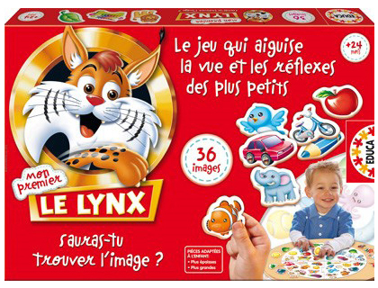 Jeu mon premier lynx contient plateau circulaire 36 cartes images animaux 1 boîte à assembler 2/4 joueurs
