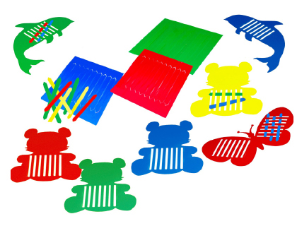 Jeu mon premier tissage contient 270 bandes 12 planches 12 animaux prédécoupés en plastique souple coloris assortis