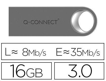 Clé usb q-connect 3.0 premium 16gb vitesse lecture 35mb/s écriture 8mb/s