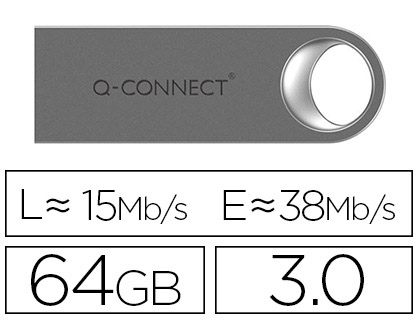 Clé usb q-connect 3.0 premium 64gb vitesse lecture 38mb/s écriture 15mb/s