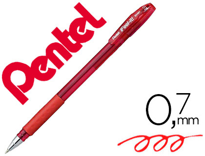 Stylo-bille pentel feel-it écriture moyenne pointe 0.7mm encre coloris rouge