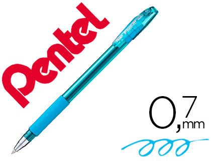 Stylo-bille pentel feel- it écriture moyenne pointe 0.7mm encre coloris bleu ciel