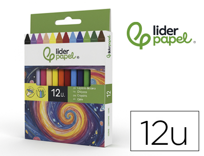 Crayon cire liderpapel 115mm résistant non salissant effaçable étui carton 12 unités