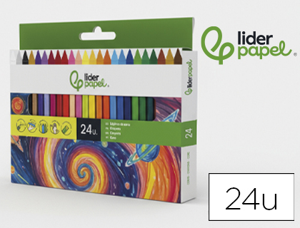Crayon cire liderpapel 115mm résistant non salissant effaçable étui carton 24 unités