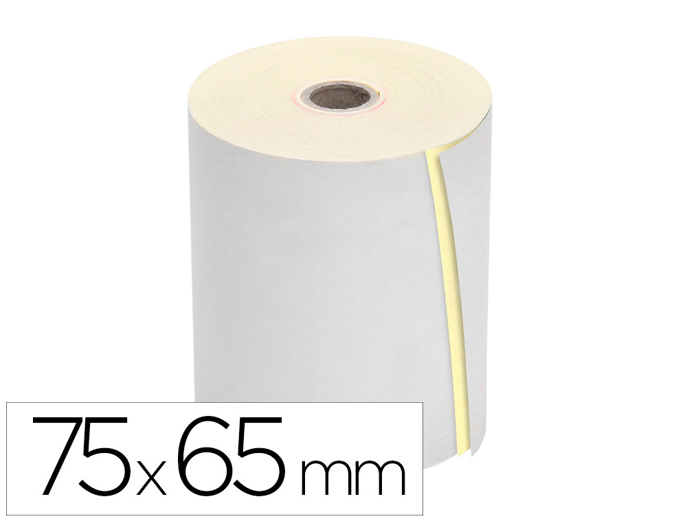Bobine thermique q-connect 75 mm largeur x 65 mm diametre 2 feuilles