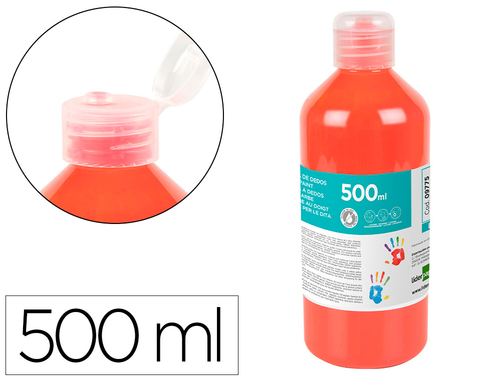 Gouache doigt liderpapel liquide lavable base eau      coloris rouge flacon de 125ml