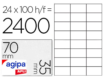 Étiquette adhésive apli agipa imprimante laser copieur 70x35mm boîte 2400 unités