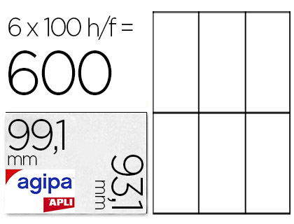 Étiquette adhésive apli agipa multi-usage 99.1x93.1mm toute imprimante coins arrondis boîte 600 unités