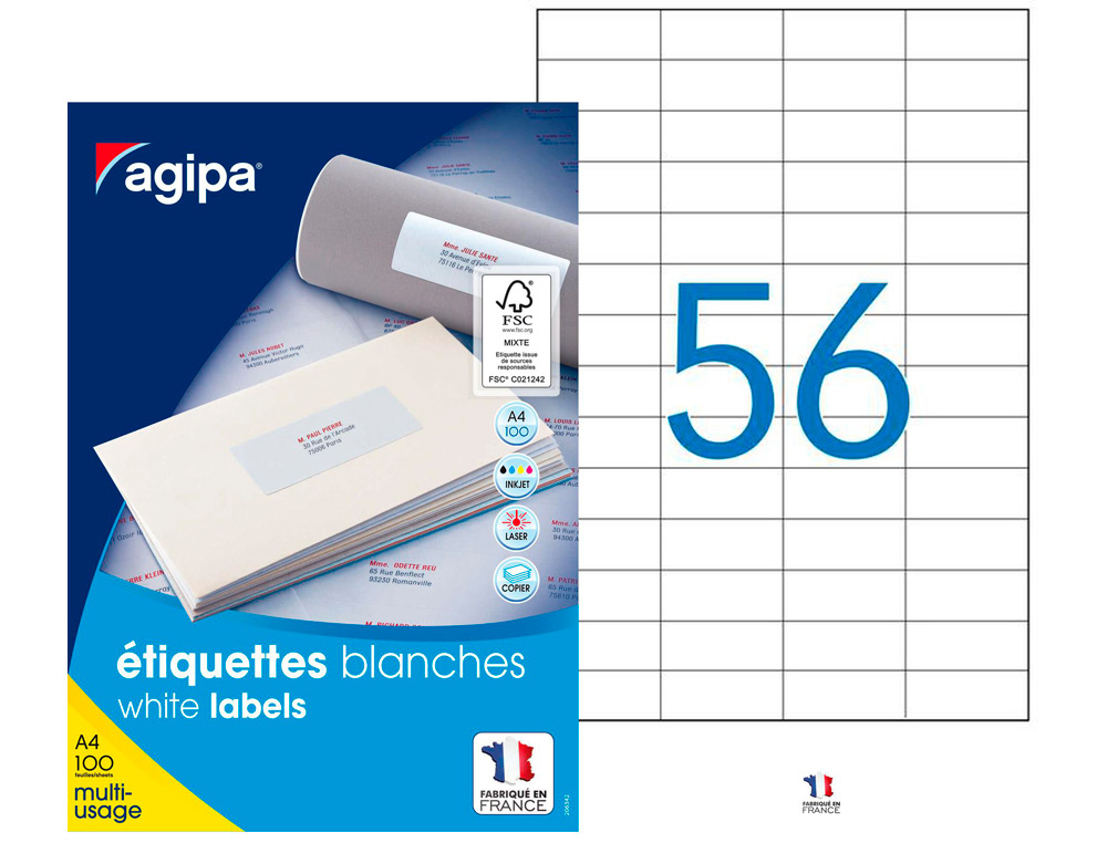 Étiquette adhésive apli agipa multi-usage 52.5x21.2mm toute imprimante boîte 5600 unités