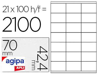 Étiquette adhésive apli agipa multi-usage 70x42.4mm toute imprimante boîte 2100 unités