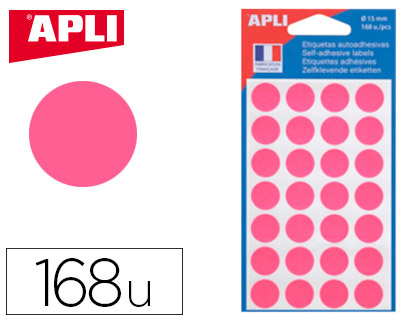 Pastille adhésive apli agipa diamètre 15mm permanente coloris rose pochette 168 unités