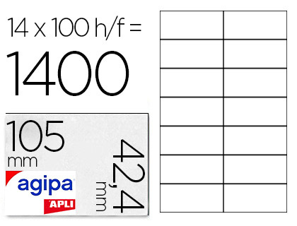 Étiquette adhésive apli agipa multi-usage 105x42.4mm toute imprimante boîte 1400 unités