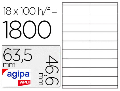 Étiquette adhésive apli agipa multi-usage 63.5x46.6mm toute imprimante coins arrondis boîte 1800 unités