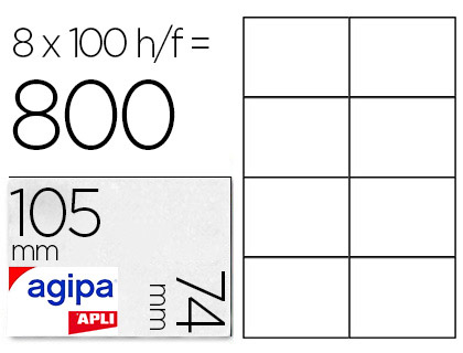 Étiquette adhésive apli agipa multi-usage 105x74mm toute imprimante boîte 800 unités