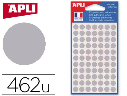 Pastille adhésive apli agipa diamètre 8mm permanente coloris argent pochette 308 unités