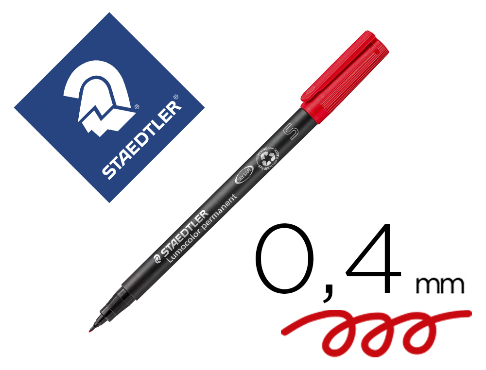Stylo-feutre staedtler lumocolor permanent pointe extra fine multi-supports séchage immédiat résistant eau coloris rouge