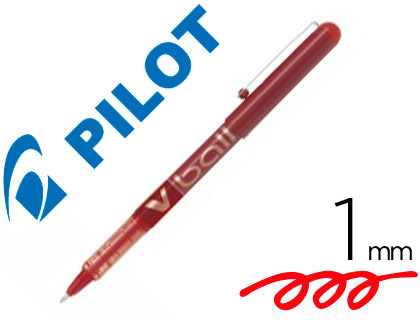 Roller pilot vball 1.0 écriture 0.7mm encre liquide niveau visible pointe conique 1mm clip métal coloris rouge