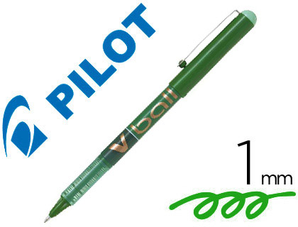 Roller pilot vball 1.0 écriture 0.7mm encre liquide niveau visible pointe conique 1mm clip métal coloris vert