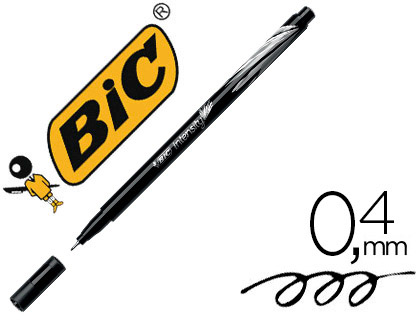 Stylo-feutre bic pointe fine intensity pointe aiguille baguée métal 0.4mm encre fluide intense sans bavures coloris noir