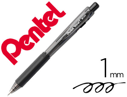 Stylo-bille pentel wow pointe 1mm rétractable grip caoutchouc corps triangulaire ergonomique encre coloris noir