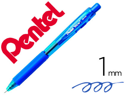 Stylo-bille pentel wow pointe 1mm rétractable grip caoutchouc corps triangulaire ergonomique encre coloris bleu