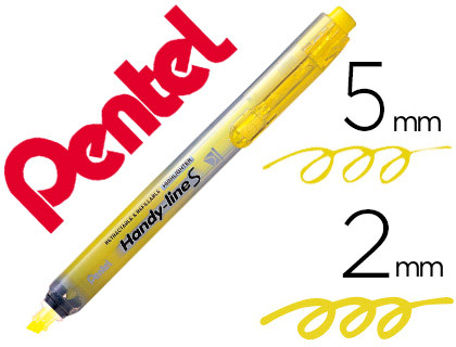 Surligneur pentel handy line s rétractable rechargeable pointe biseautée 1/3.6mm corps fin encre jaune
