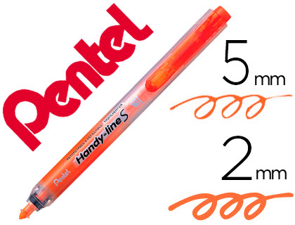 Surligneur pentel handy line s rétractable rechargeable pointe biseautée 1/3.6mm corps fin encre orange