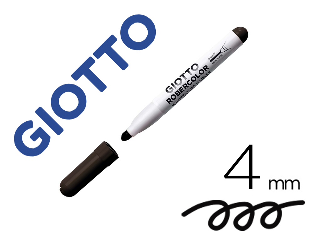 Marqueur giotto robercolor effaçable tableau blanc pointe medium ogive 4 mm coloris noir