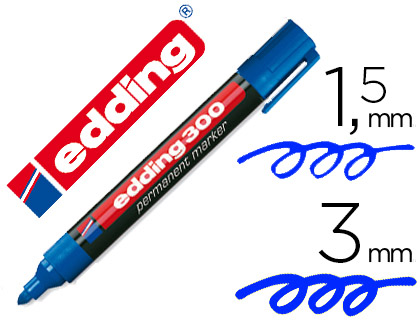 Marqueur edding permanent e300 pointe ogive tracé 1.5/3mm corps plastique coloris bleu