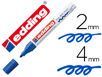 Marqueur edding permanent peinture e750 pointe moyenne 2/4mm encre laquée opaque tous supports résistant chaleur bleu