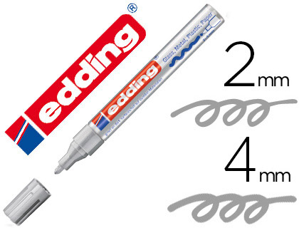 Marqueur edding permanent peinture e750 pointe moyenne 2/4mm encre laquée opaque tous supports résistant chaleur argent