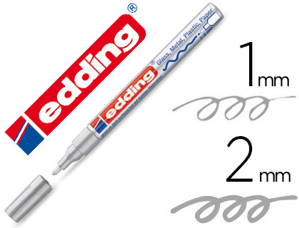 Marqueur edding permanent peinture e751 pointe fine 1/2mm encre laquée opaque tous supports résistant chaleur argent