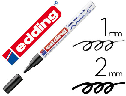 Marqueur edding permanent peinture e751 pointe fine 1/2mm encre laquée opaque tous supports résistant chaleur noir
