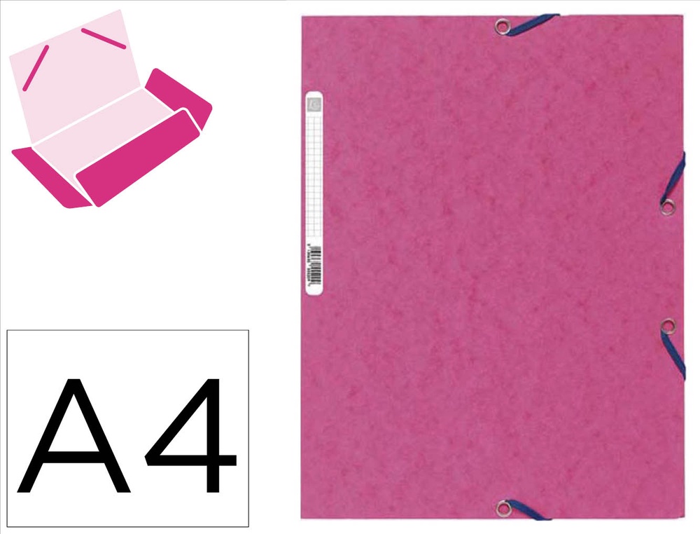 Chemise exacompta carte lustrée 5/10e 400g 3 rabats et élastique a4 format 240x320mm coloris fuschia