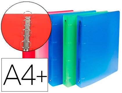 Classeur exacompta chromaline 4 anneaux 30mm a4 polypropylène dos 40mm 5 coloris assortis 10 unités