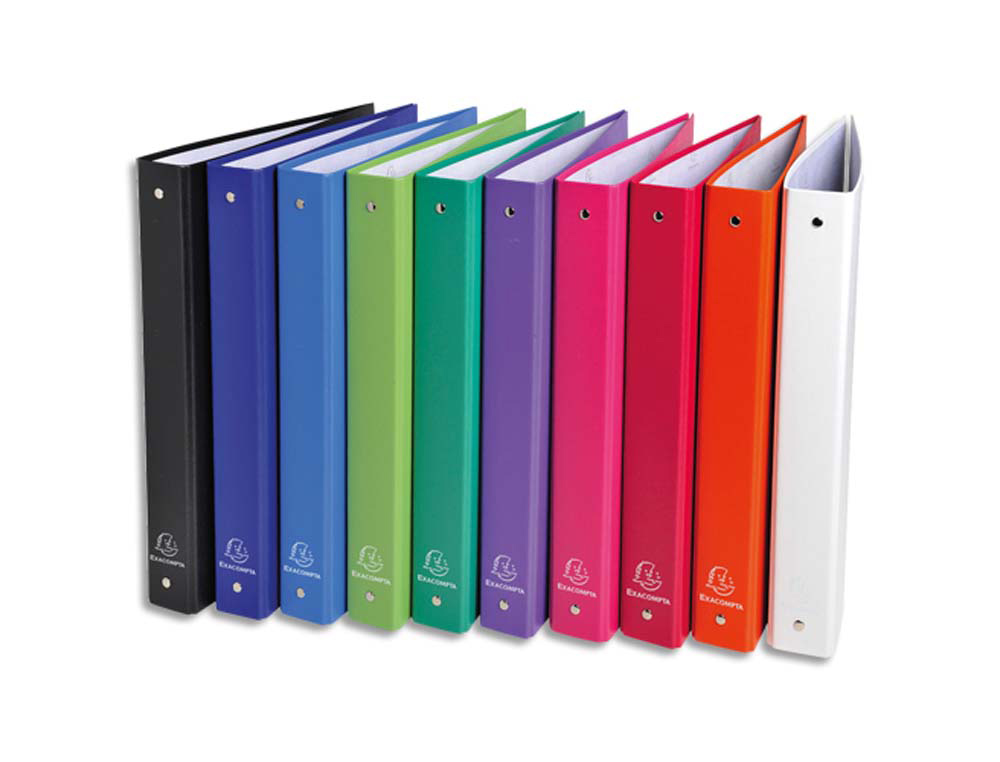 Classeur exacompta 4 anneaux a4 polypropylène rembordé 18/10e 30mm dos 40mm 10 coloris assortis 20 unités