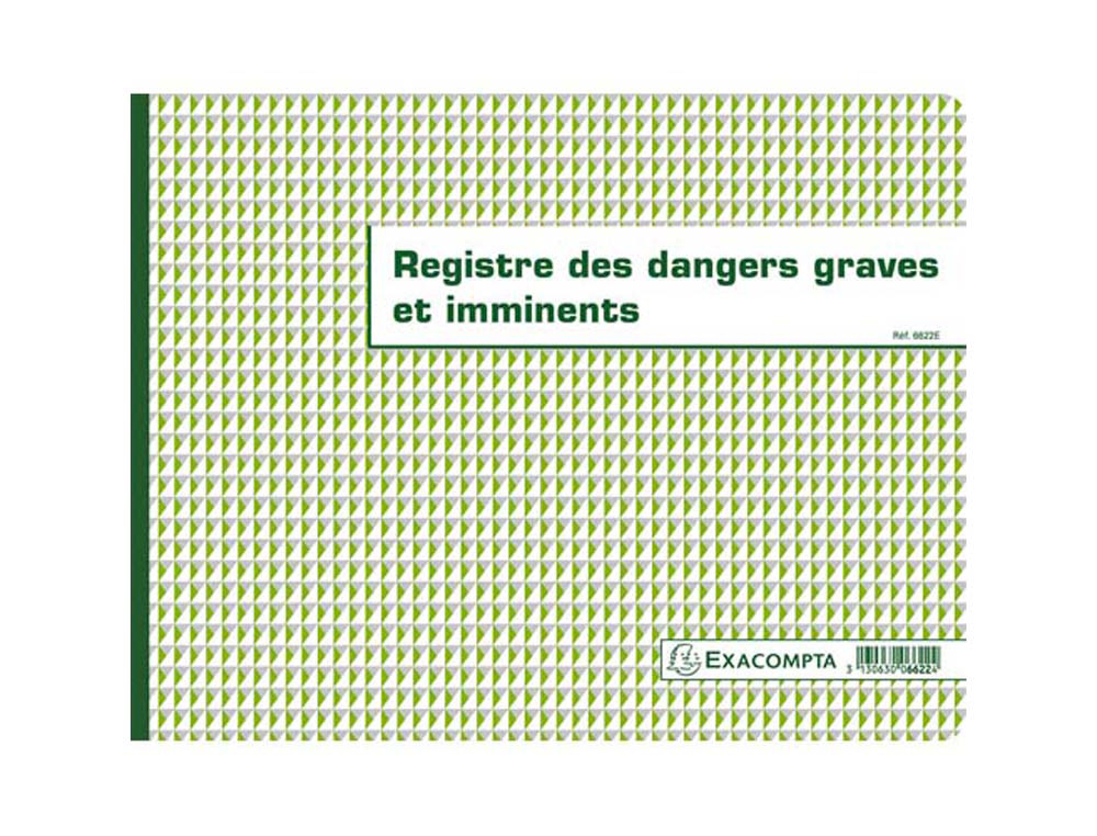 Registre dangers graves et imminents piqué exacompta 240x320mm 20 pages
