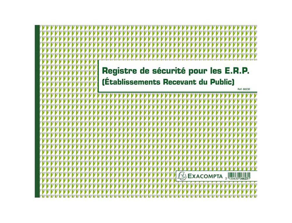 Registre sécurité pour établissements recevant du public exacompta piqué 240x320mm 32 pages
