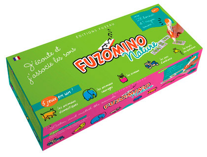 Coffret de jeux éditions fuzeau fuzomino nature 28 dominos 1 crayon sonore 1 cable usb 5 jeux différents