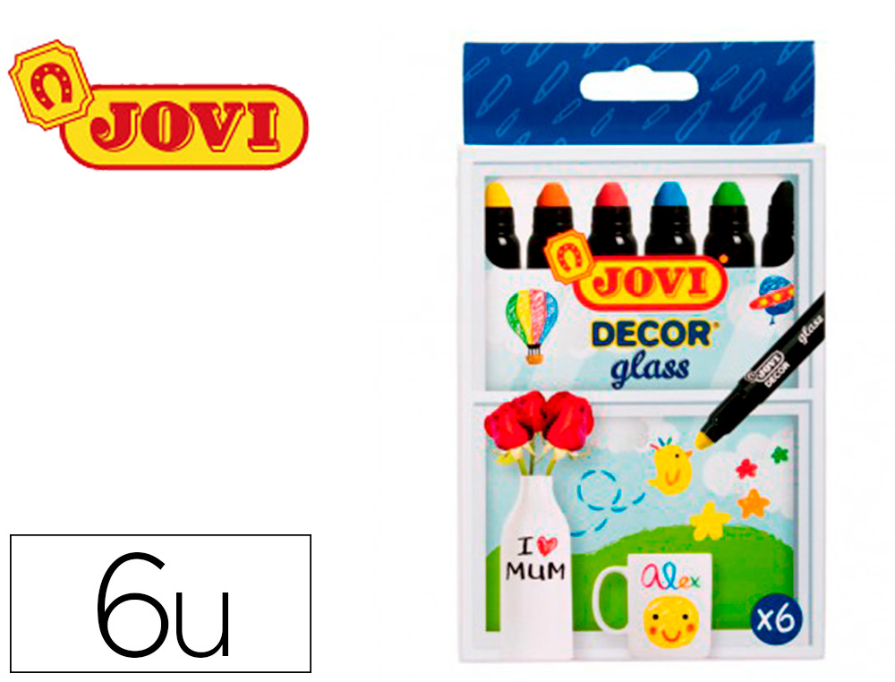 Craie cire jovi décor glass toutes superficies non poreuses non permanente étui 6 unités