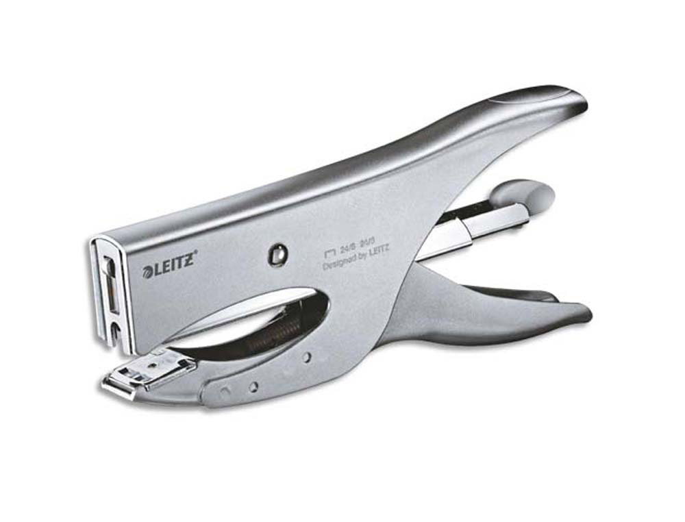 Pince à agrafer leitz 5549 métal ergonomique 60x28x190mm 40f agrafes 24/8 coloris argent