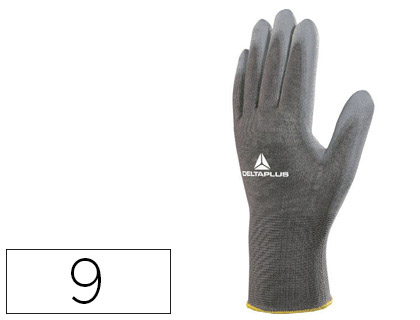 Gant tricot deltaplus polyamide paume enduite polyuréthane jauge 13 coloris gris taille 9 paire