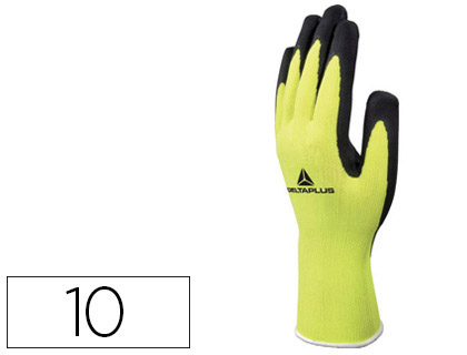 Gant tricot deltaplus polyester fluo enduction mousse latex jauge 13 taille 10 paire