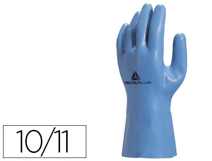Gant latex deltaplus support coton jersey longueur 30cm épaisseur 1.25mm coloris bleu taille 10/11 paire