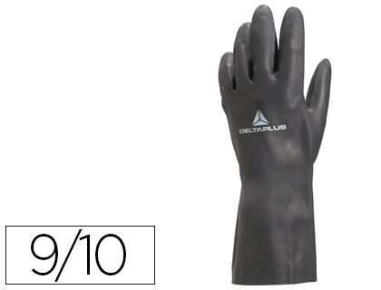 Gant néoprène deltaplus floqué coton longueur 30cm épaisseur 0.75mm coloris noir taille 9/10 paire