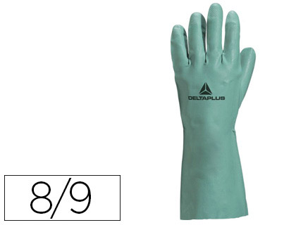 Gant nitrile deltaplus floqué coton longueur 33cm épaisseur 0.40mm coloris vert taille 8/9 paire