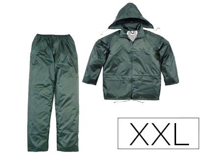 Ensemble pluie 400 veste pantalon polyester enduit pvc coloris vert taille xxl