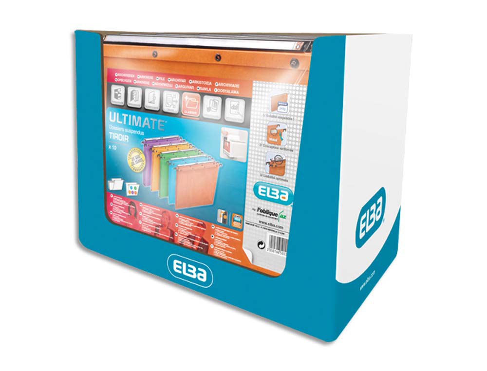 Dossier suspendu l'oblique carte canson kraft orange 240g tiroir entraxe 330mm h250mm fond 15/30 barette acier pack 10u